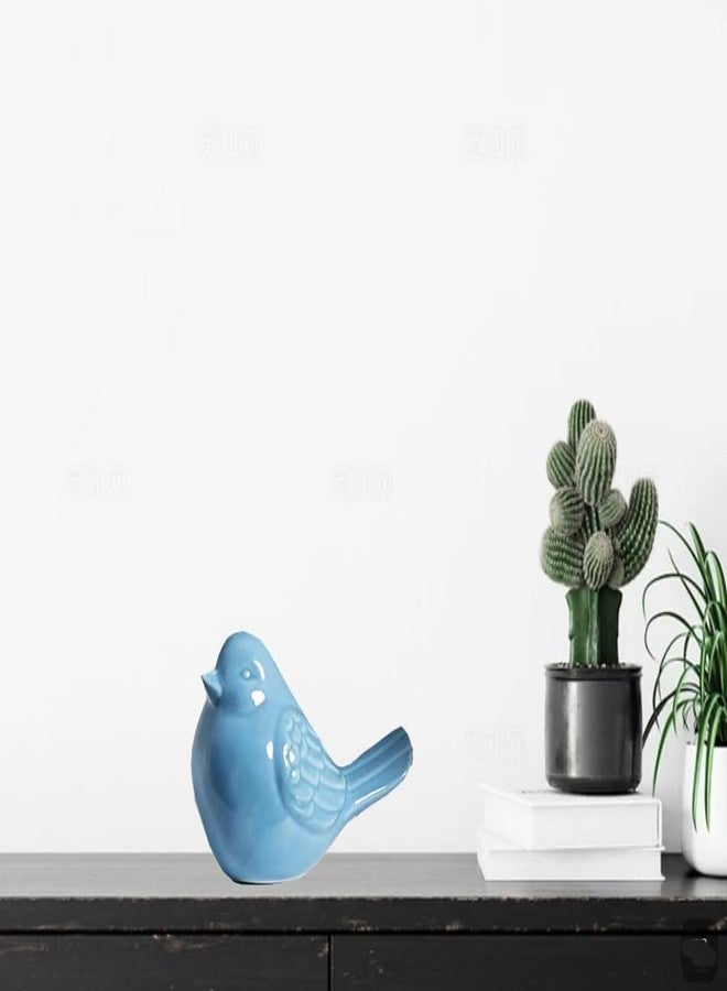 ALHBEJT Ceramic Birds Statues Home Decor Modern Style Decorative Ornaments Animal Figurines for Living Room Bedroom Home Office Cabinets (Blue) - Image 4